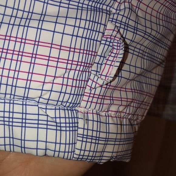 Athletech 1X White Fuchsia Pink Blue Plaid Full Zip Quilted Puffer Jacket - Picture 10 of 16